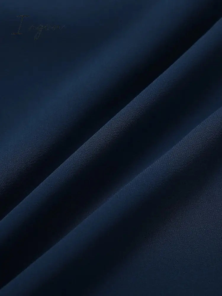 Ingvn - Women‘s A Line Dress Chiffon Dress Midi Dress Navy Blue Short Sleeve Color Gradient Patchwork Spring Summer V Neck Stylish Elegant Party 2023 S M L XL XXL 3XL / Party Dress