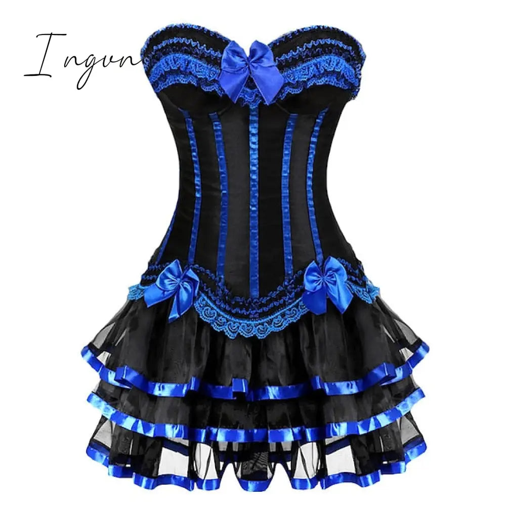 Ingvn - Women's Plus Size Corsets Halloween Country Bavarian Overbust Corset Corset Dresses Classic Retro Tummy Control Lace Stripe Waves Lace Up Nylon Polyester / Cotton Christmas Wedding Party / Bow