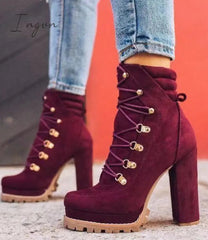 Ingvn - Chunky Stacked Heel Booties