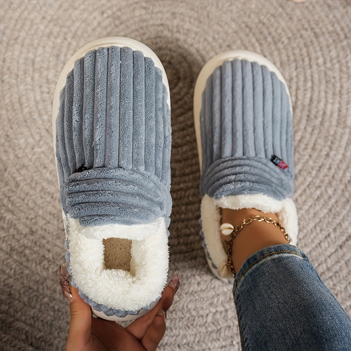 Super Soft Thermal Winter Slippers, Cozy & Warm Plush Floor Slippers, Slip On Flatform House Shoes