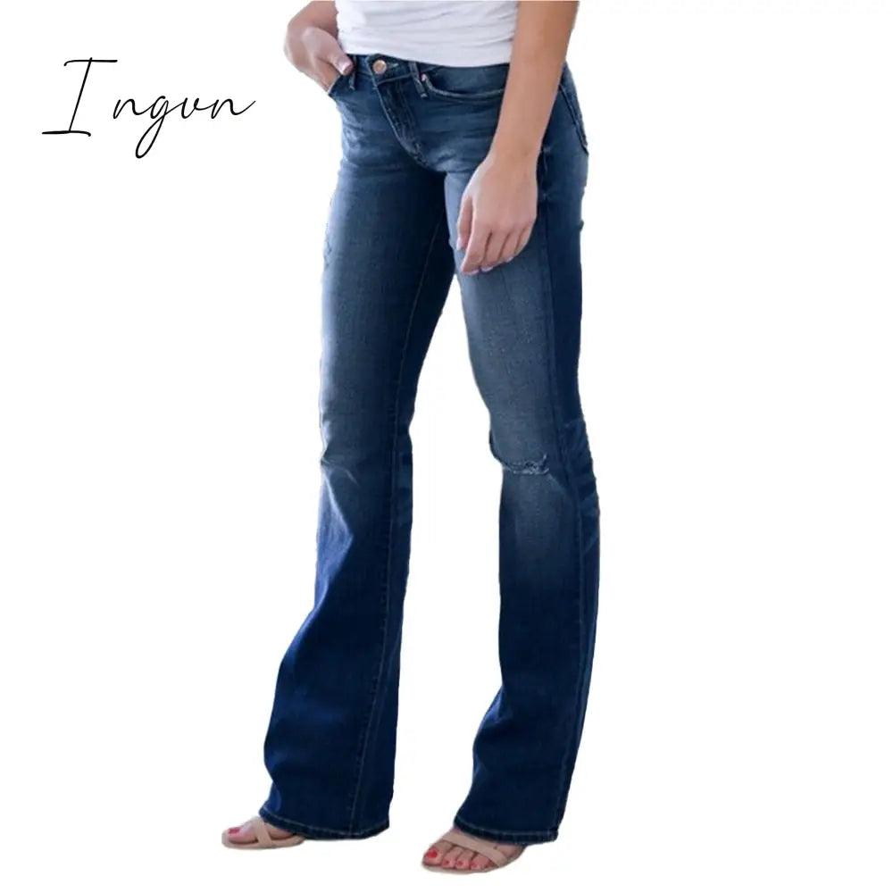 Ingvn - Skinny Flared Jeans Women's Fashion Denim  Pants Bootcut Bell Bottoms Stretch Trousers Women Jeans Woman Jeans Low Rise Jeans