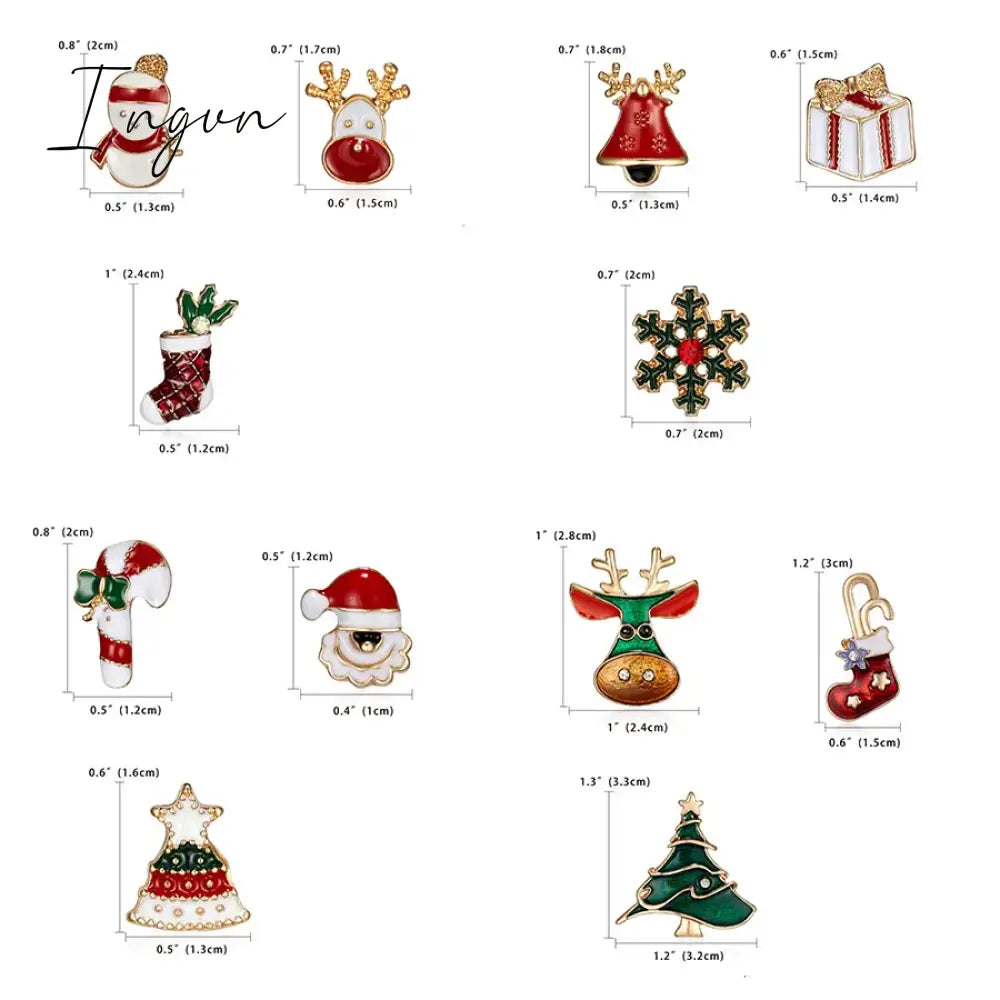 3Pcs/Set Christmas Gift For Women Men Brooches Enamel Pins Santa Claus Bell Elk Snowflake Xmas Tree