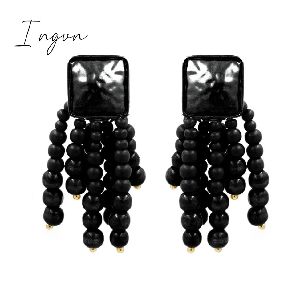Ingvn - New Long Wooden Bead Chain Drop Dangle Earrings Statement Boho  Earring Fashion Trend Charm Jewelry for Women Summer Gift 2023