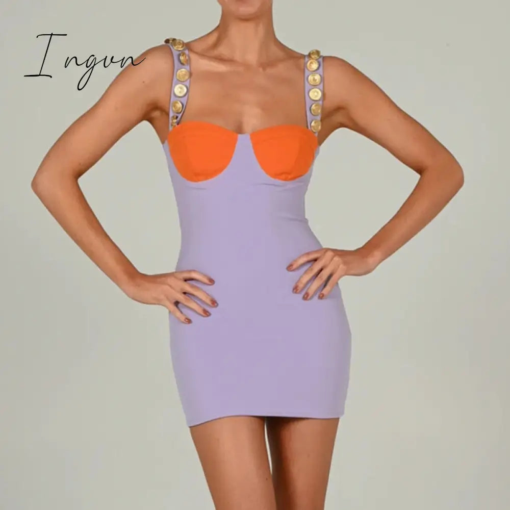 Ingvn - Elegant Strapless Sexy Bodycon Maxi Dress Summer Sleeveless Button Buckles Slim Bandage Long Party Women Dress Midi Vestidos
