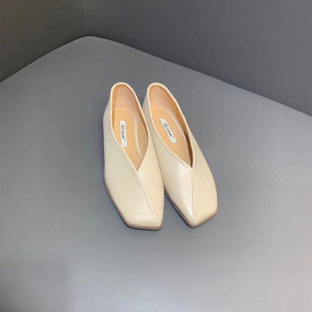 Bailehou 2026 New Flat Shoes Women Square Toe Ballerina Slip on Loafers Flat Heel Ladies Shallow Mouth Casual Shoes Zapatos Muje