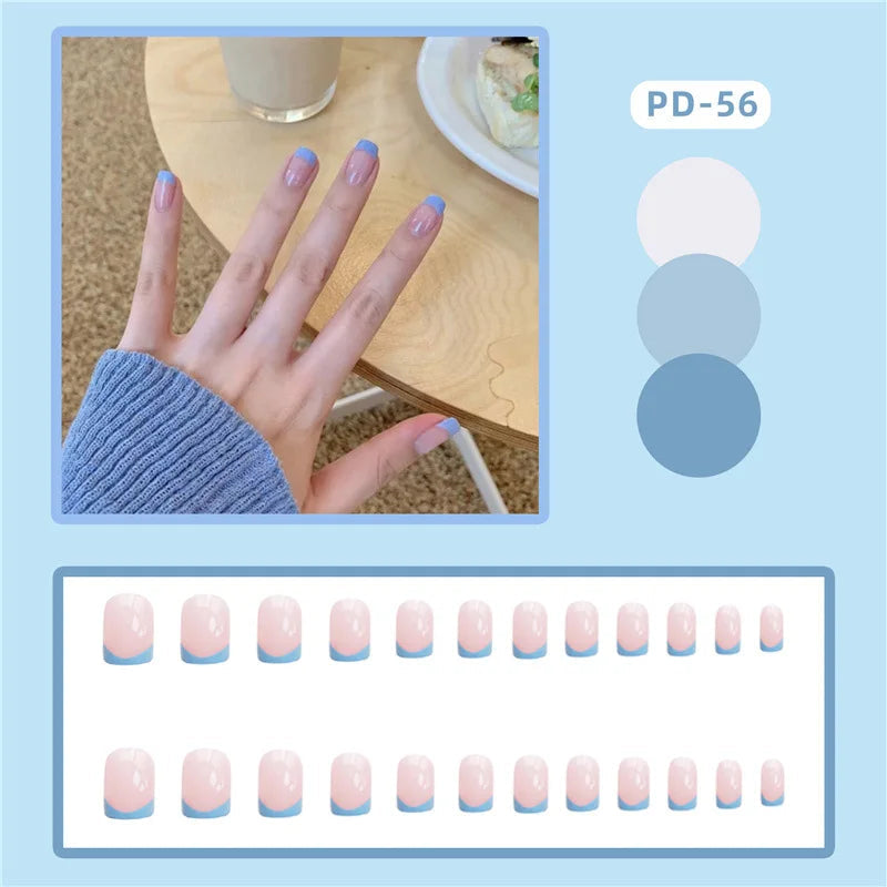 24pcs Lemon Short Wear Tips Nail False Patch Press on Nails Supplies for Professionals Artifical Fake Nails Faux Ongles Uñas