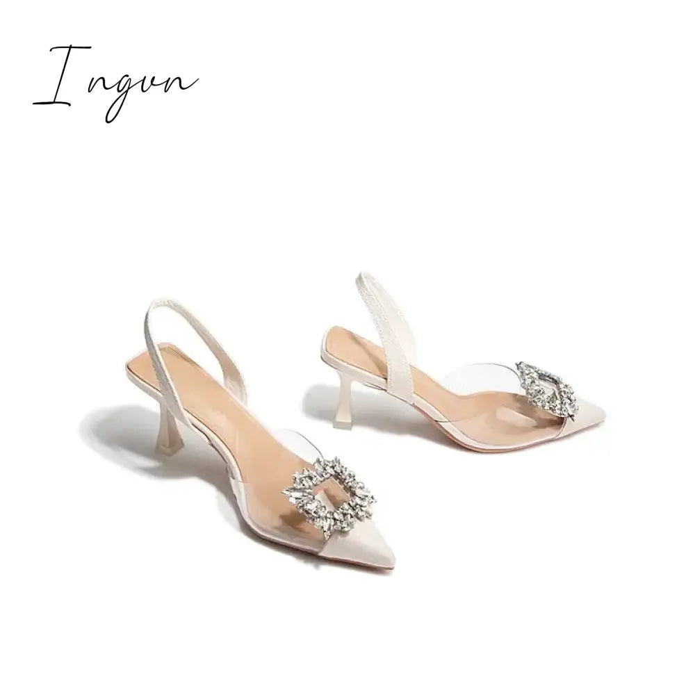 Ingvn - Summer Fashion New Sexy Banquet Comfortable Crystal Transparent Solid Color Pointed Toe Women's High Heels sandals women 2024