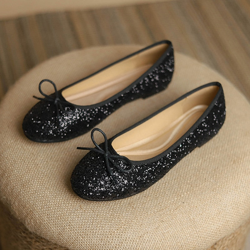 Black Ballet Flats Shoes Women Spring Quilted PU Leather Slip on Ballerina Luxury Round Toe Ladies Dress Shoes Zapatos De Mujer