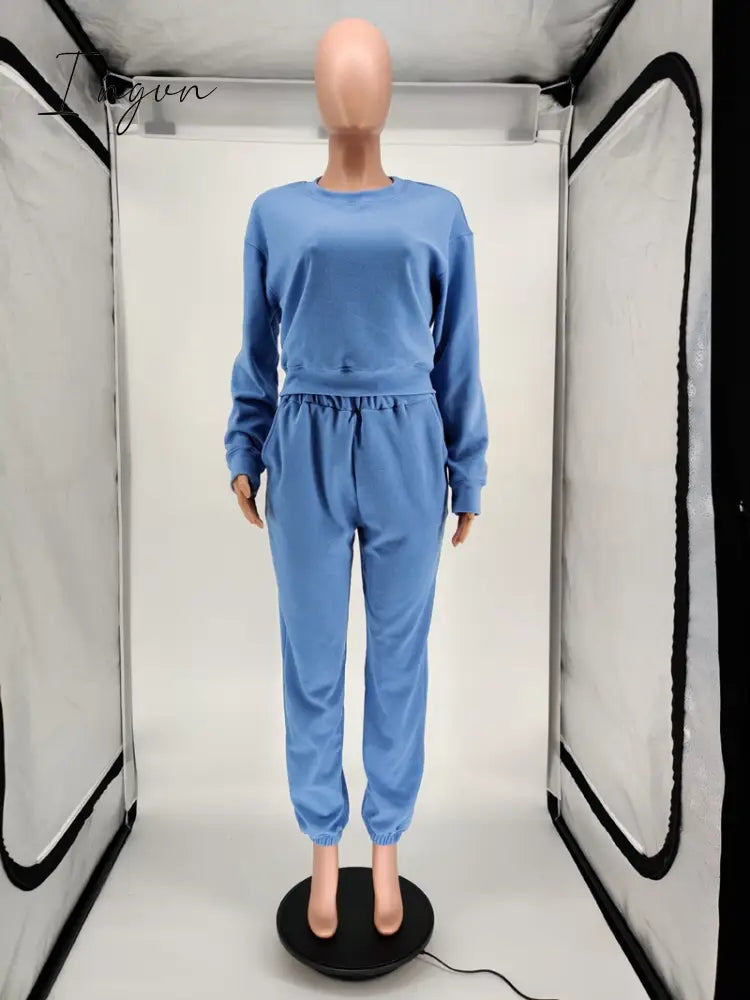Ingvn - Women Tracksuit Set Jogger Matching Sets Lounge Wear Autumn Winter Sweatsuits for Women Sport Suit Set Two Piece Outfits Casual