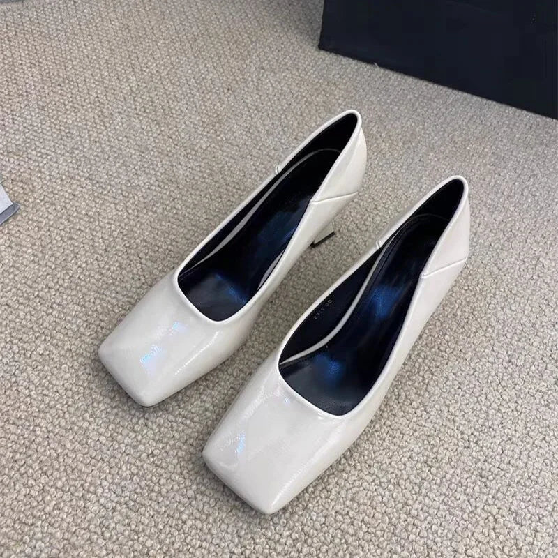 Ingvn  Luxury Designer Square Toe Women Mary Jane Shoes Fashion Shallow Slip On Shoes Autumn Ladies Career Dress Pumps