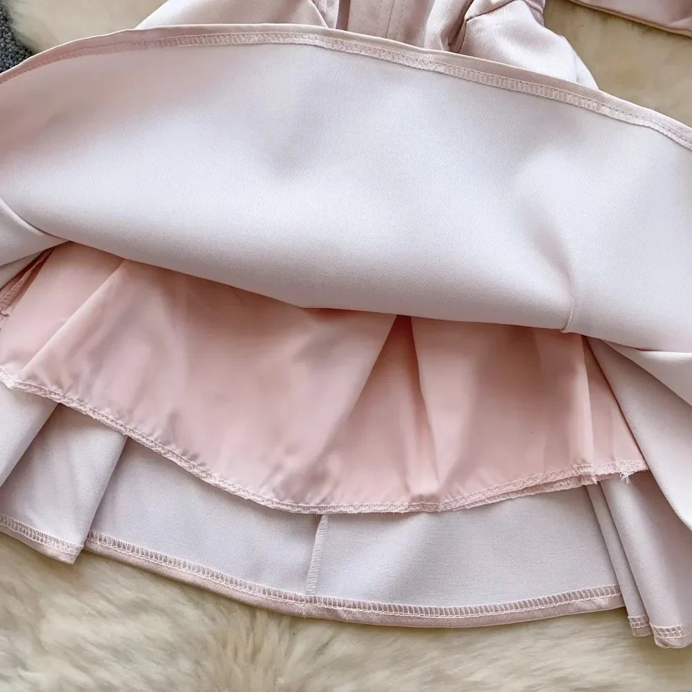 Elegant Sleeveless Vintage Butterfly Bow Sexy Off Shoulder Satin Slim A-line Straps Dresses Birthday Party High Street Clothing