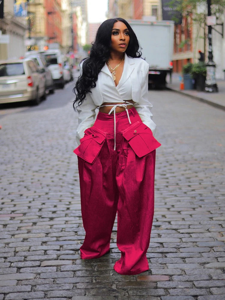 Ingvn  Cargo Pants Women  Summer Fashion Women's Casual Pant Streetwear Ins Detachable 3D Pocket High Waisted Wide Leg Pants