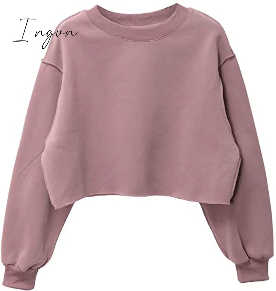 Ingvn - Thick Cotton Oversized Women Sweatshirt Hoodies Casual Loose Long Sleeve Harajuku Streetwear Crop Pullover Plus Size Ropa Mujer