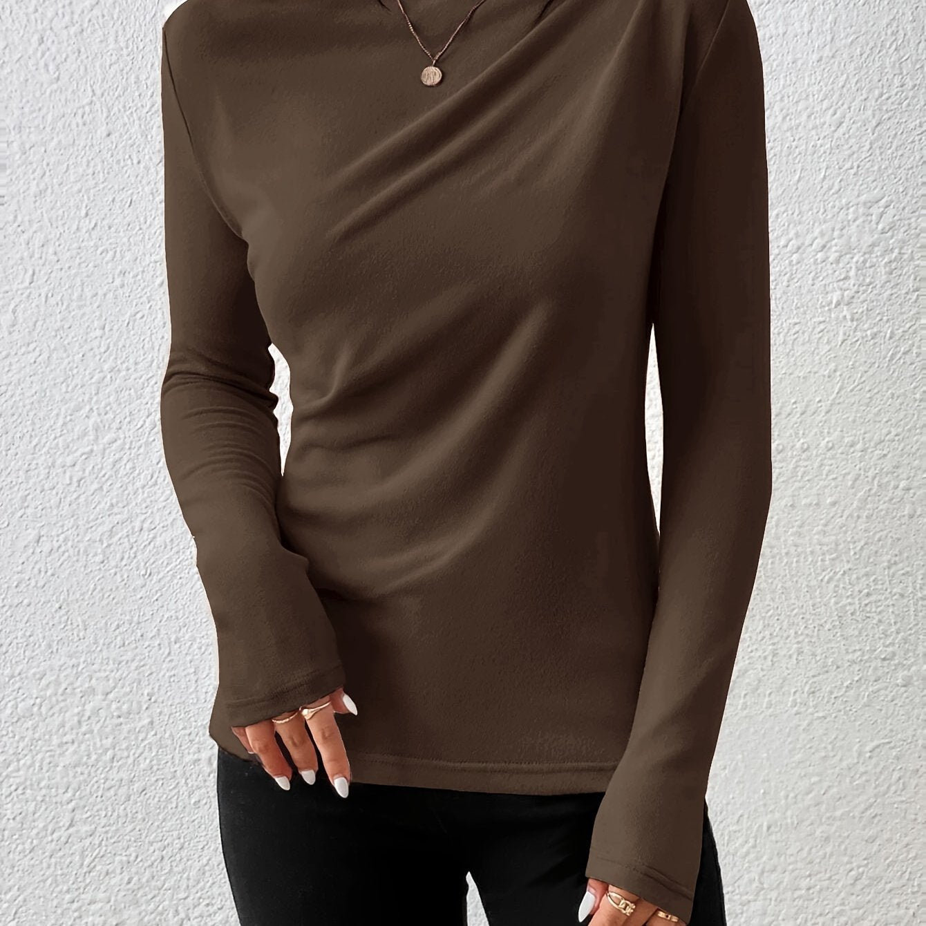Womens Classic Solid Boat Neck T-Shirt - Stylish Long Sleeves for Spring & Fall - Versatile Casual Top - Premium Quality Wardrobe Staple