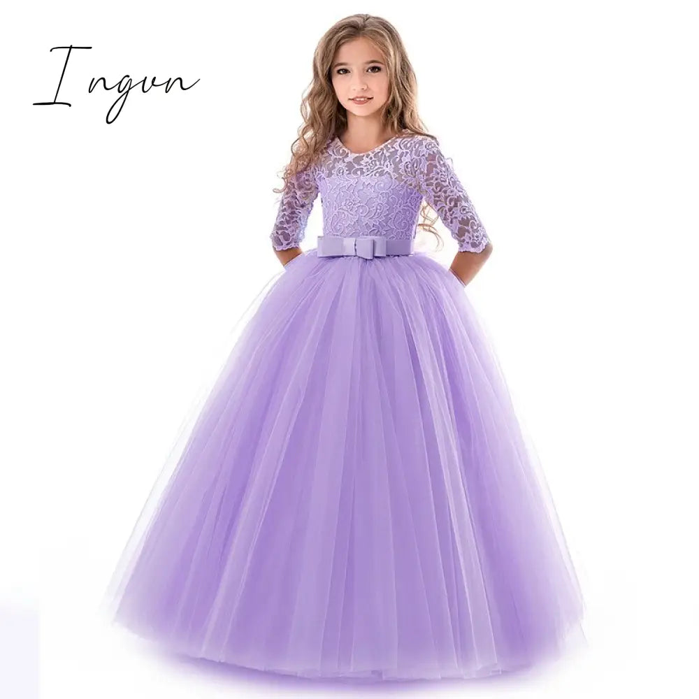 Ingvn - Teen Girl Evening Party Long Dress 5-14Y Girl Formal School Ceremony Outfit Kids Christening Costume White first Communion Dress