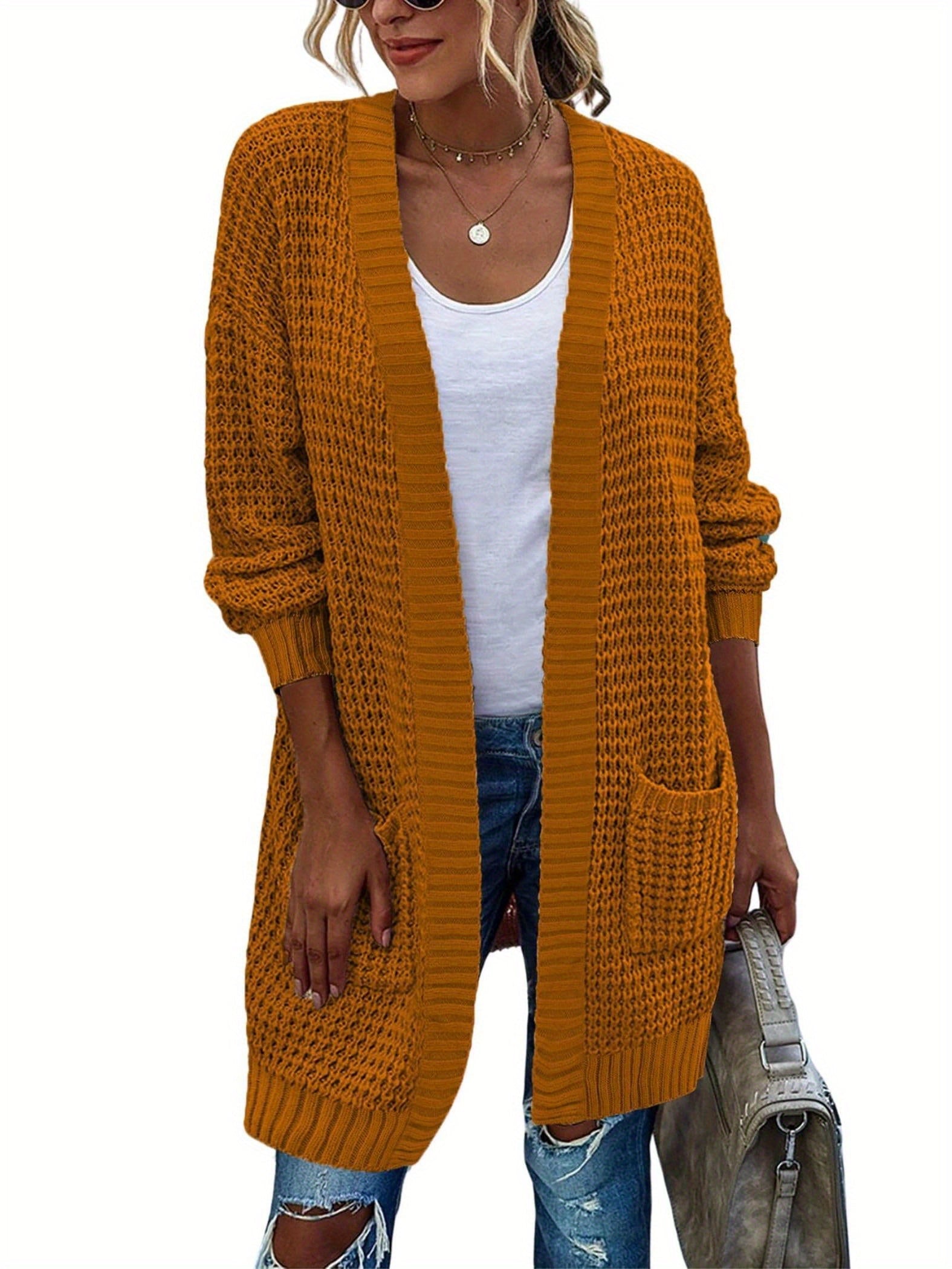 New Season Women's Oversized Lantern Sleeve Open Front Chunky Knit Fall Sweater Cardigan with Cozy Outwear Design