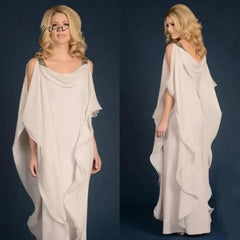 Ingvn - Latest Elegant Sleeveless Mother of the Bride Dresses Jewel Neck Cowl Back Tiered Wedding Party Gowns Floor Length On Sale