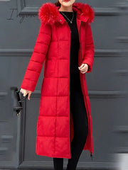 Ingvn - Women's Puffer Jacket Winter Jacket Winter Coat Parka Street Daily Valentine's Day Winter Fall Long Coat Regular Fit Warm Casual Jacket Long Sleeve Plain Full Zip Black Blue Red / Going out