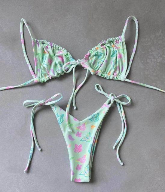 Low Waist Bikini Triangle Swimwear Female String Swimsuit Women Print 2 Piece Suit Push Up Bathing Suit Swim Suit New