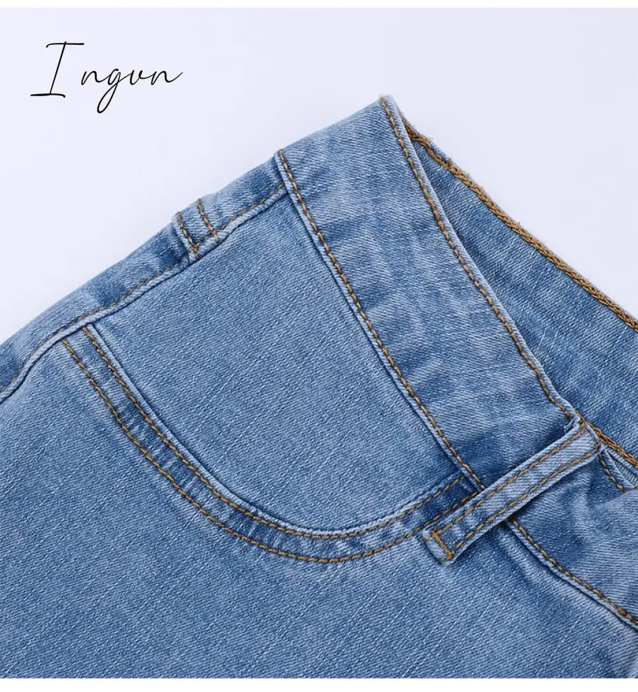 Ingvn - Shaping Skinny Jeans Women High Waist Stretch Ripped Denim Pants Hip Fit Leggings Slim Elastic Mom Jean Casual Comfy Trousers
