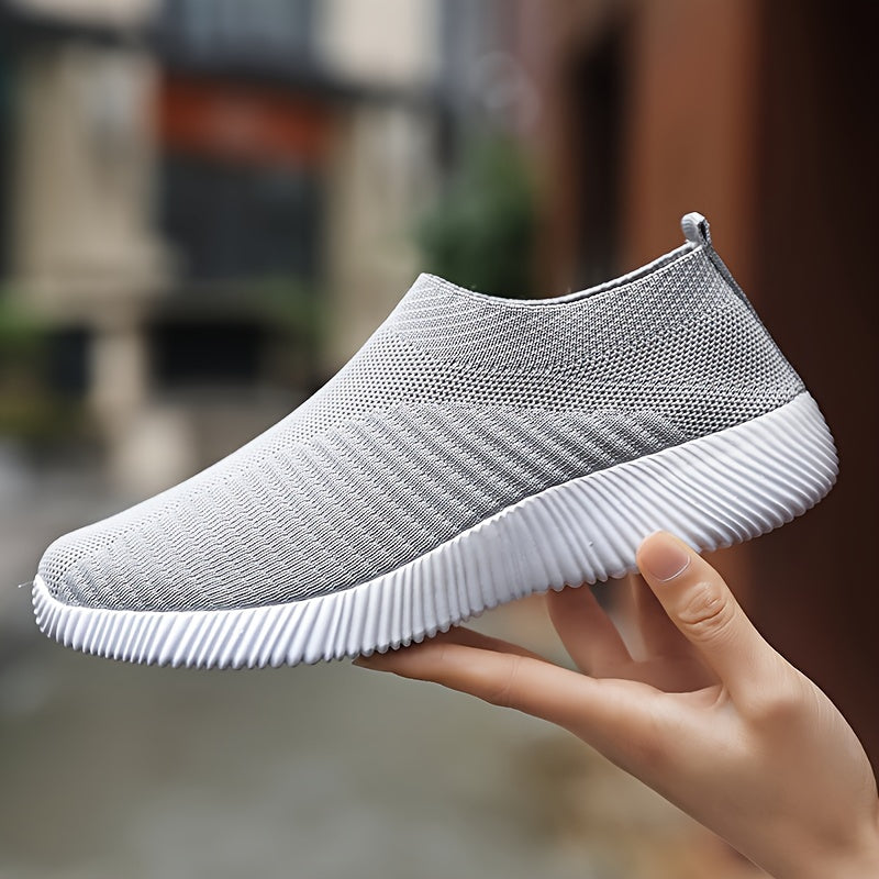 Women's Breathable Mesh Sneakers, Casual Slip On Outdoor Shoes, Lightweight Low Top Shoes plus size