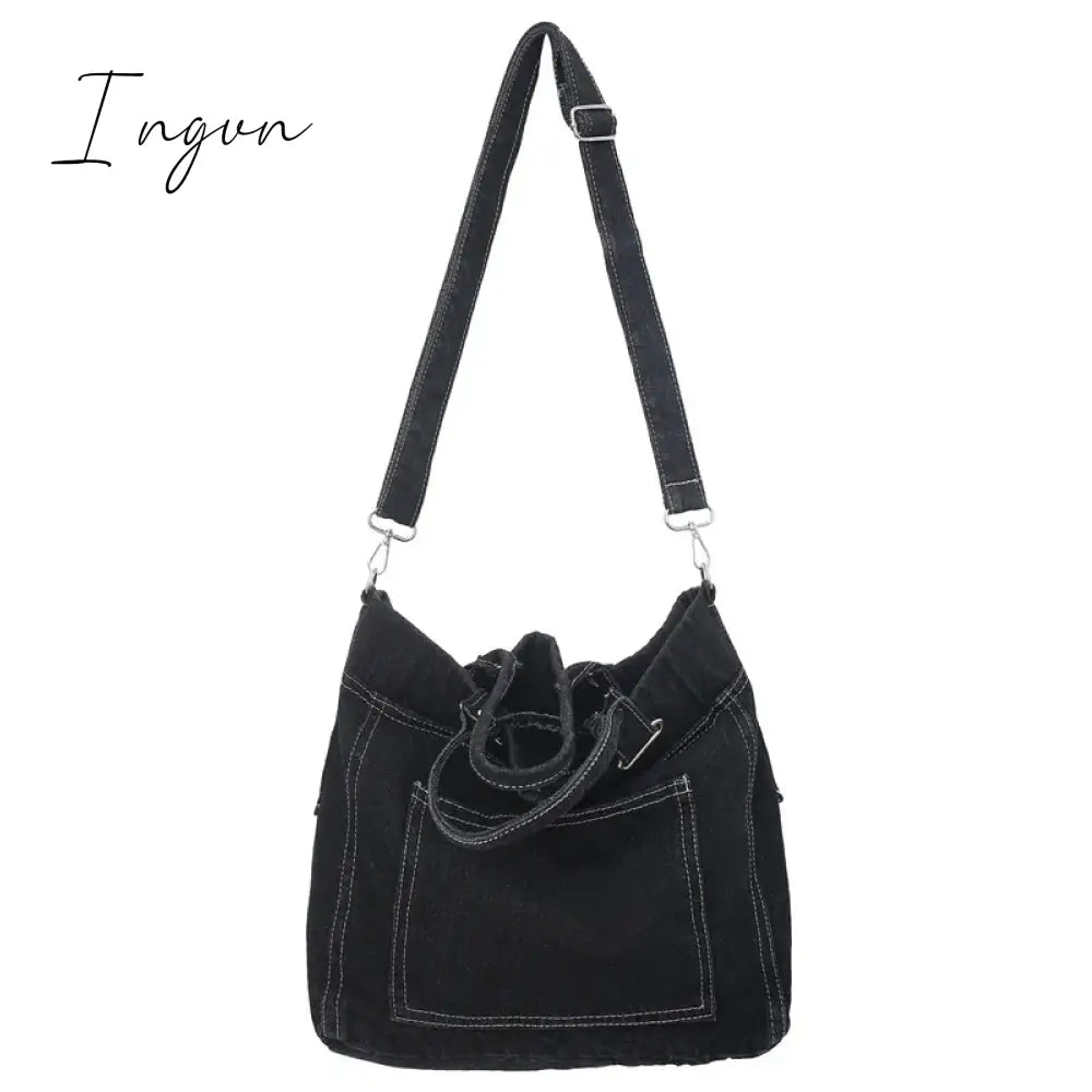 Ingvn - Denim Women's Bag 2024 New Eco Reusable Ladies Handbags Canvas Shopping Travel Shoulder Bags Unisex Jeans Crossbody Bag Shoppers