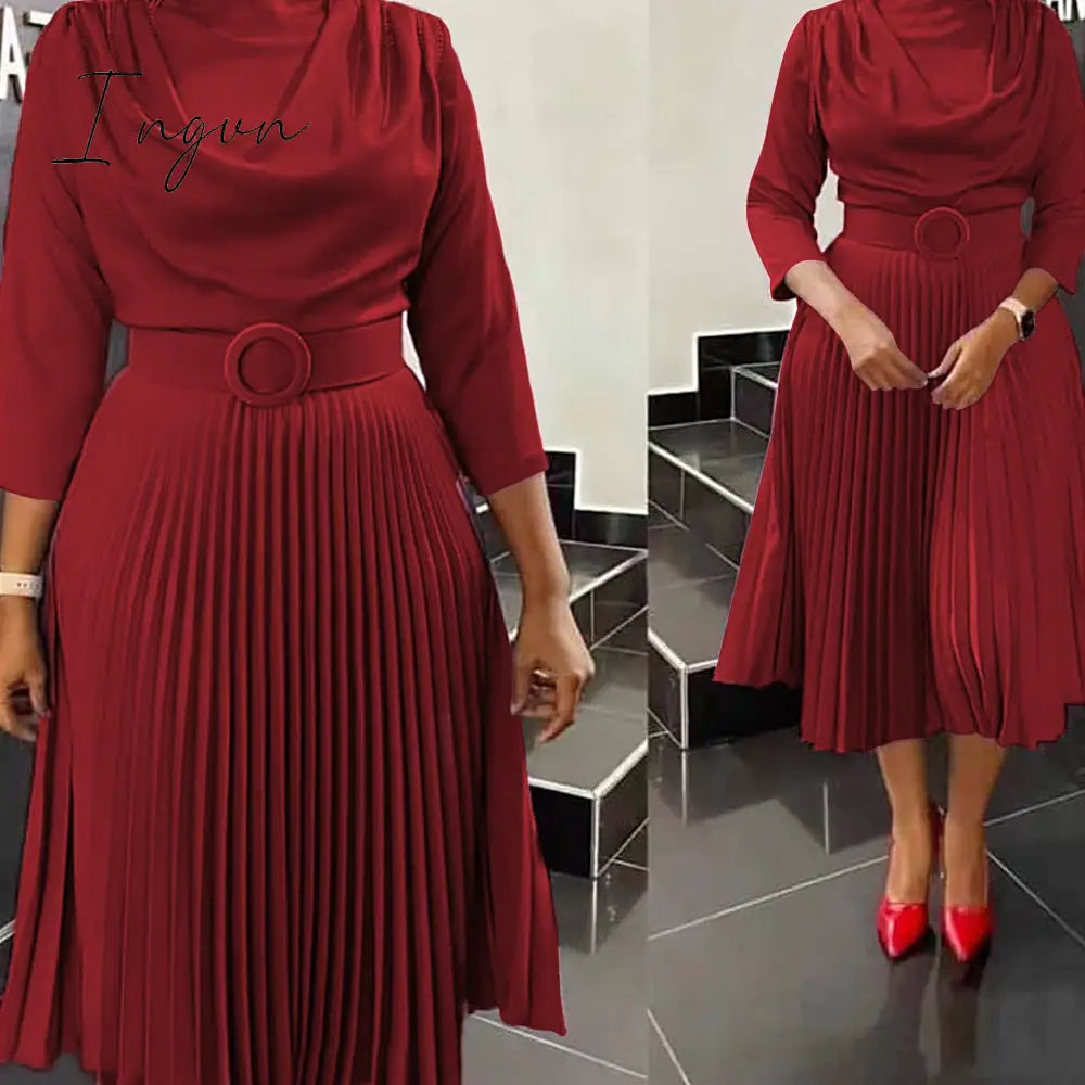 Ingvn - Elegant African Dresses for Women Spring Summer Africa Clothing Office Lady Party Slim Dress Dashiki Ankara Outfits Robe