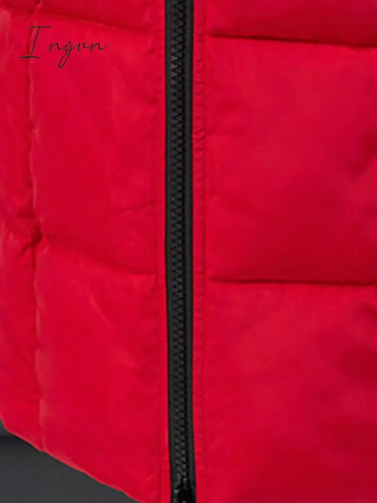 Ingvn - Women's Puffer Jacket Winter Jacket Winter Coat Parka Street Daily Valentine's Day Winter Fall Long Coat Regular Fit Warm Casual Jacket Long Sleeve Plain Full Zip Black Blue Red / Going out