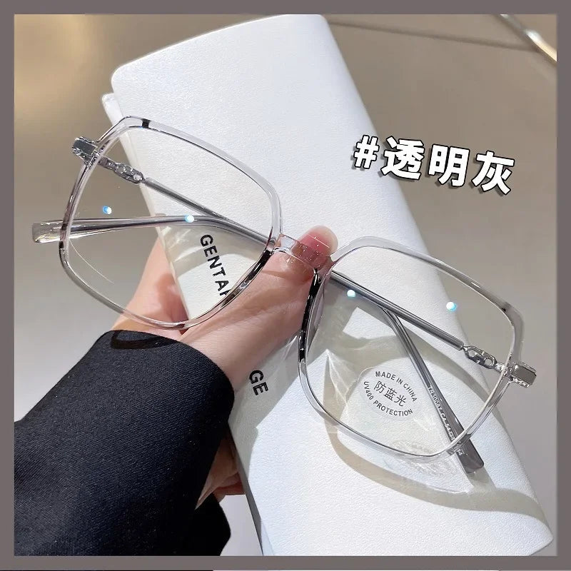 INGVN  Brown Square Glasses Frame Girl Ins No Makeup Plain Glasses Men Light Eyewear Cute Decorative Computer Glasses