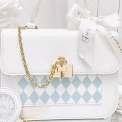 INGVN  Cute Lolita Party Itabag Summer Kawaii Japanese Sweet Bow-knot Handbags for Women White PU Leather Messenger Bag