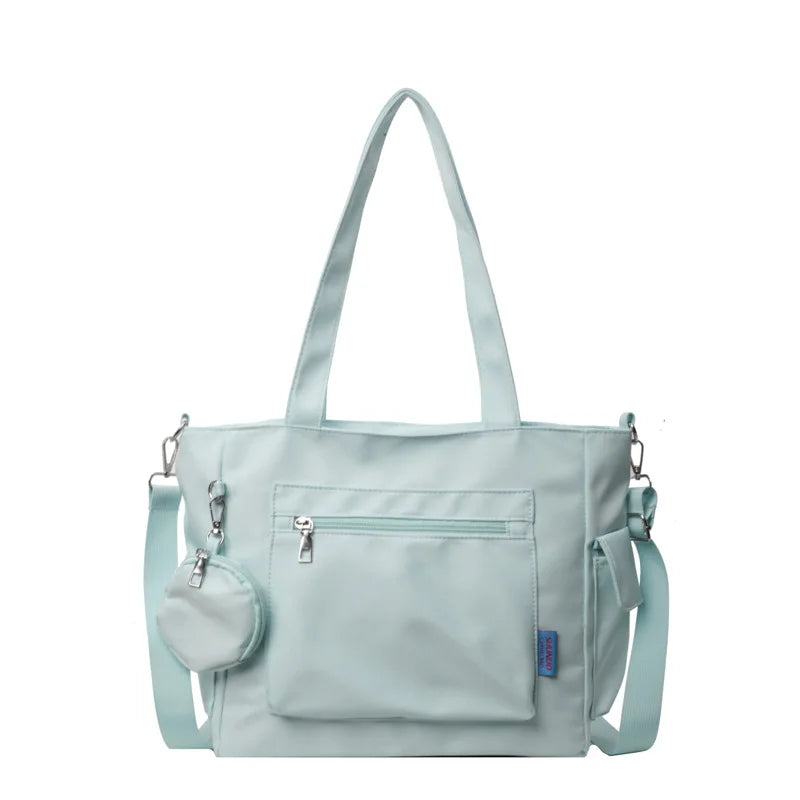 Ingvn  Simplicity Oxford Canvas Composite Shoulder Bag Solid Color Versatile Lazy Style Crossbody Bag Large Capacity Commuter Tote Bag