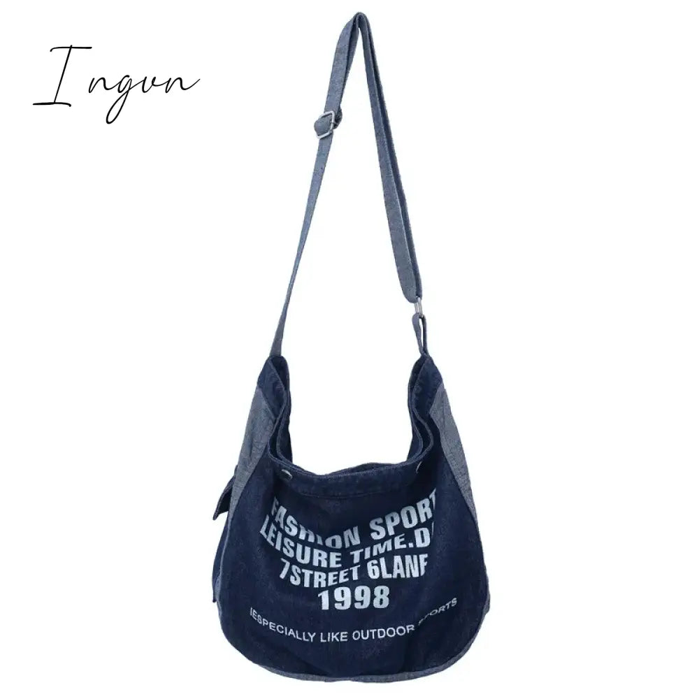 Ingvn - Denim Women's Bag 2024 New Eco Reusable Ladies Handbags Canvas Shopping Travel Shoulder Bags Unisex Jeans Crossbody Bag Shoppers