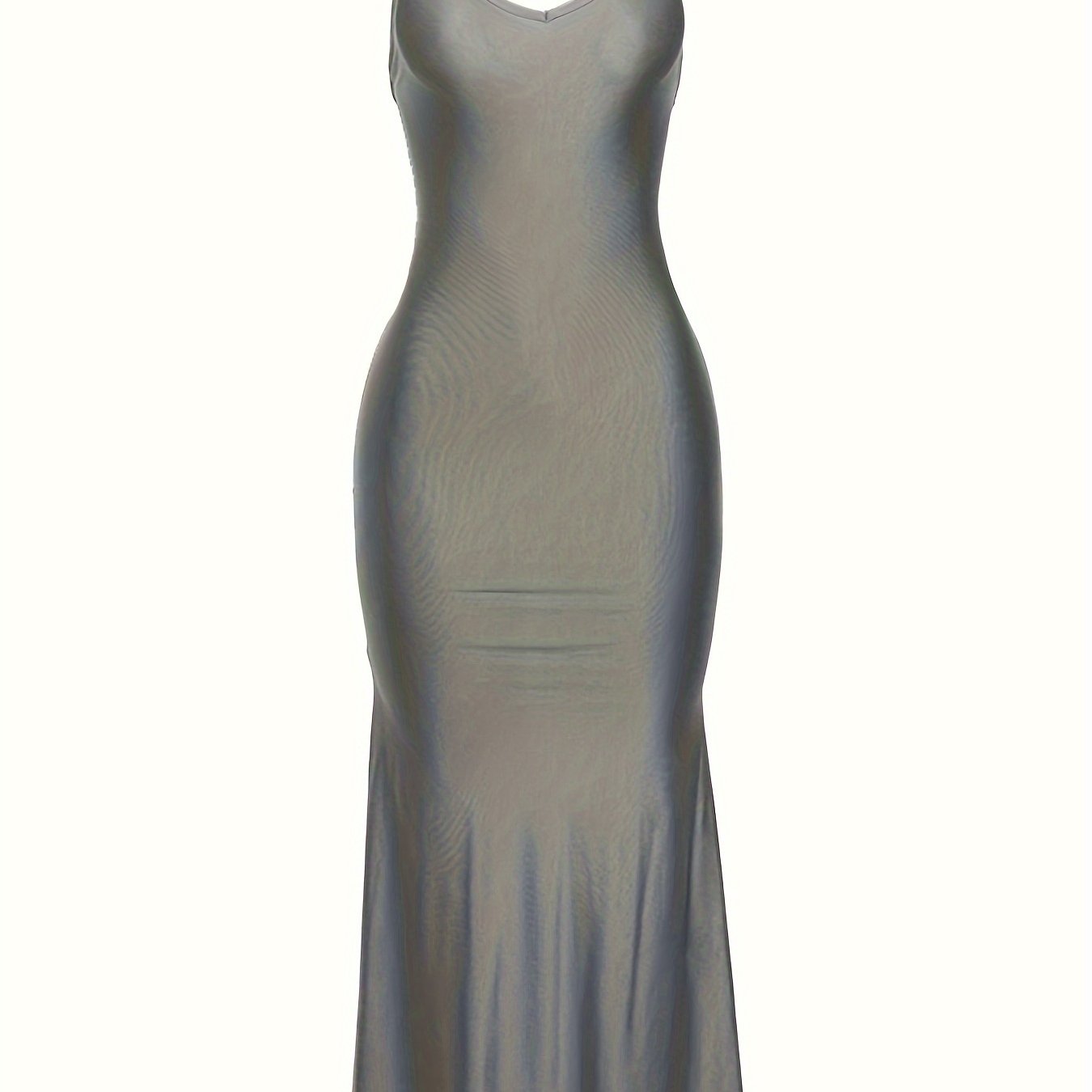 Alluring V Neck Spaghetti Strap Backless Dress - Seamless Solid Bodycon for Night Out - Fashionable Womens Clubbing Gown