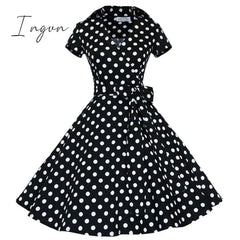 Ingvn - Audrey Hepburn Summer Dress Women Polka Dot Vintage Swing Robe Rockabilly Housewife Retro 50s Pinup Dresses Vestidos