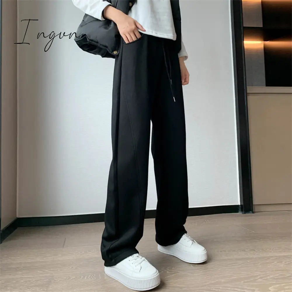 Ingvn - Sweatpants Women 2023 New Streetwear Pants High Waist Loose Trousers Casual Straight Sport Wide Leg Baggy Pants Joggers