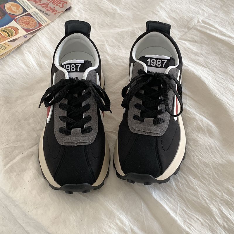 Spring Women Waffle Shoes Design Sneakers Women Sports Shoes All Matching Flat Chunky Shoes Vulcanized Shoes
