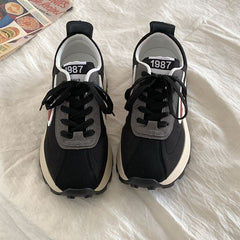 Spring Women Waffle Shoes Design Sneakers Women Sports Shoes All Matching Flat Chunky Shoes Vulcanized Shoes