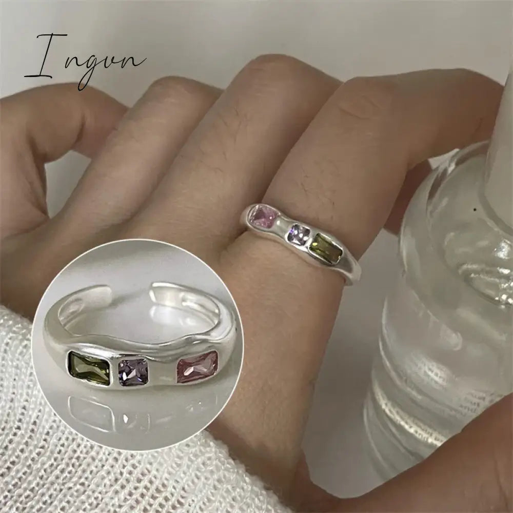 Aesthetic Rings For Women Heart Star Colorful Zircon crystal Minimalist Open Adjustable Finger Rings Fashion Band Female Bijoux