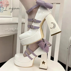Ingvn - Y2k Chunky Platform High Heels Pumps Women 2023 Spring Punk Thick Heel Mary Jane Lolita Shoes Woman Patent Leather Cosplay Shoes
