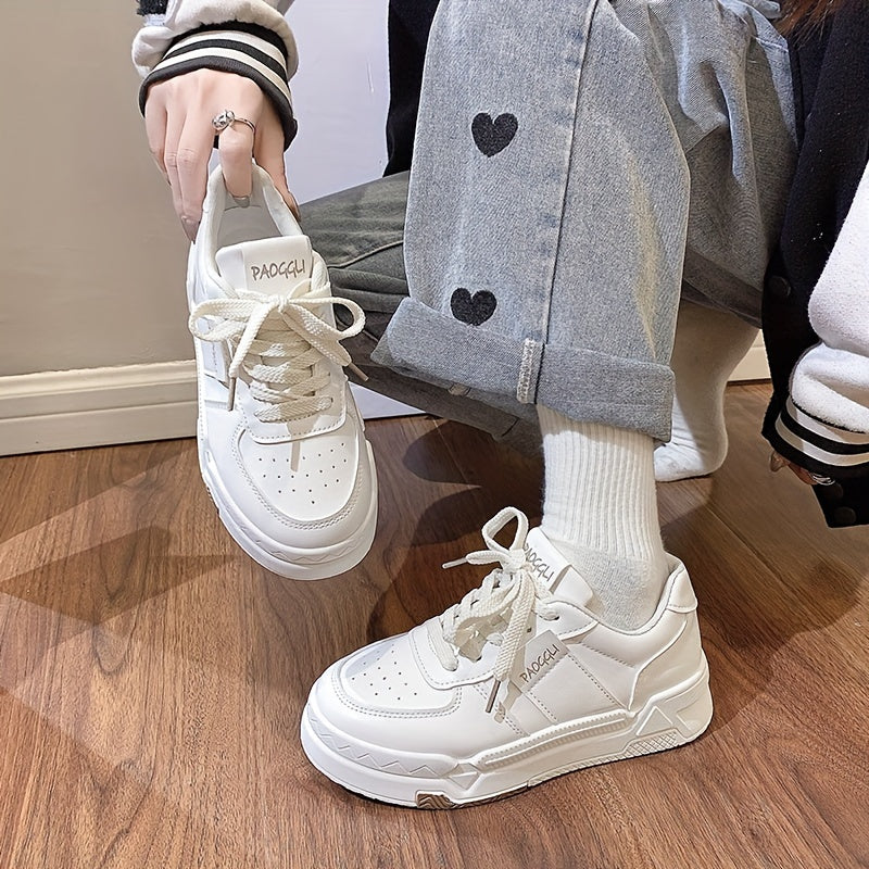 Womens Fashionable Platform Skate Sneakers - Stylish & Comfortable Low Top Shoes - Durable for Outdoor Adventures, Perfect for Students & Preppy Casual Wear
