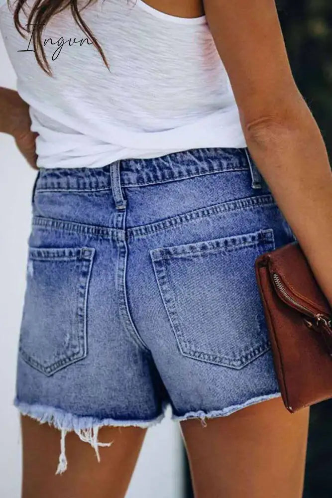 Ingvn - Ripped & Repaired Denim Skorts