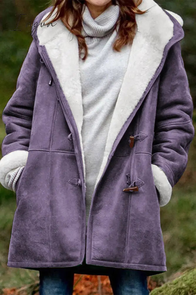 Ingvn - Casual Solid Patchwork Pocket Hooded Collar Outerwear(9 Colors)