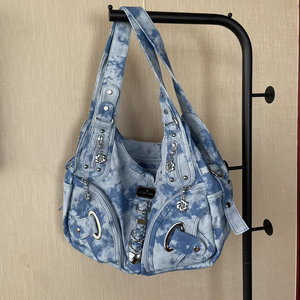Ingvn  Y2k Vintage Shoulder Bag for Women Gothic Fashion Tie-dye Tote Bag Aesthetic Large Capacity Luxury Designer Female Handbag