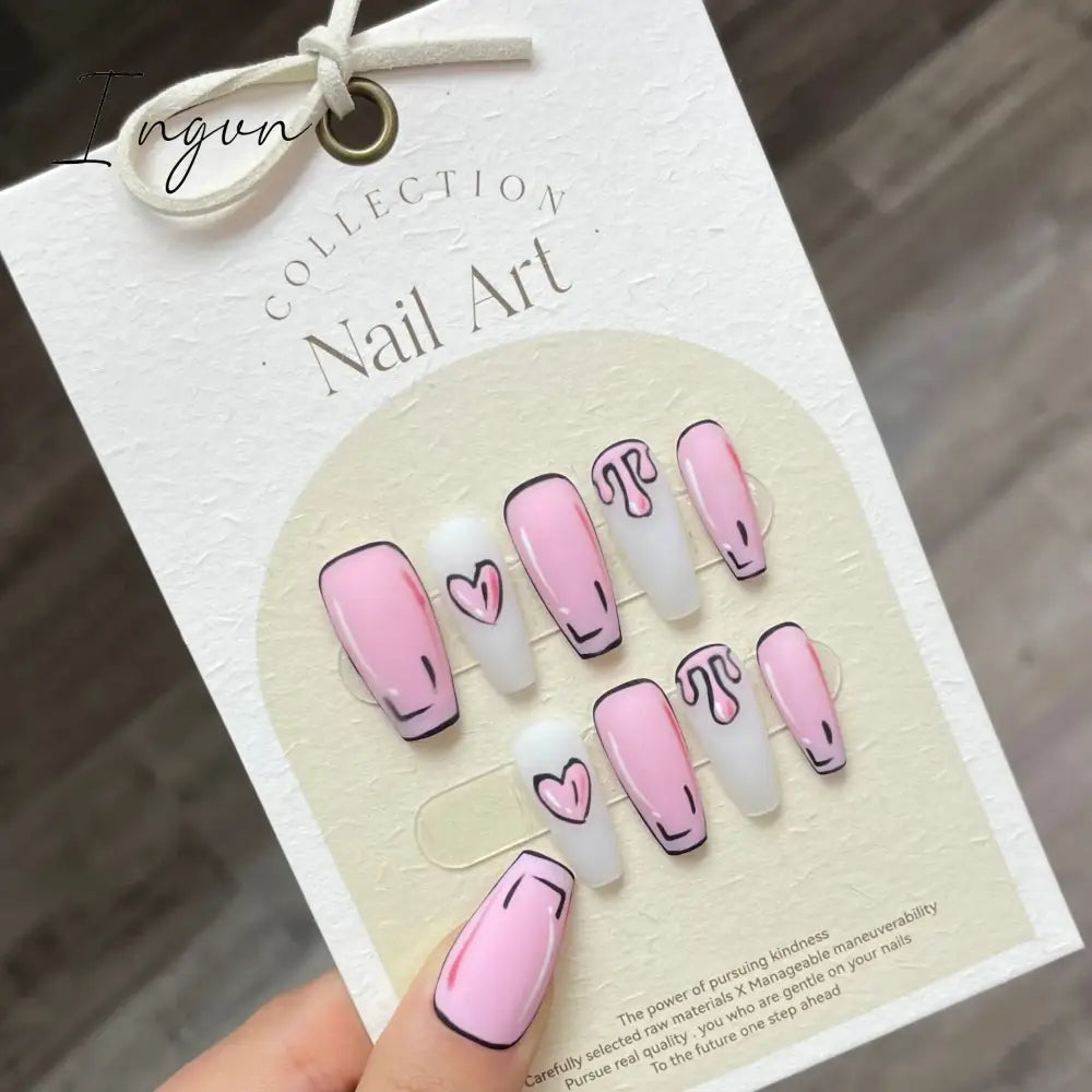 Bow Ice Translucent Sense Handmade Wearable Fake Nail Gradient AB Asymmetric Almond False Nails Trim Nail Shape Nail Decoration