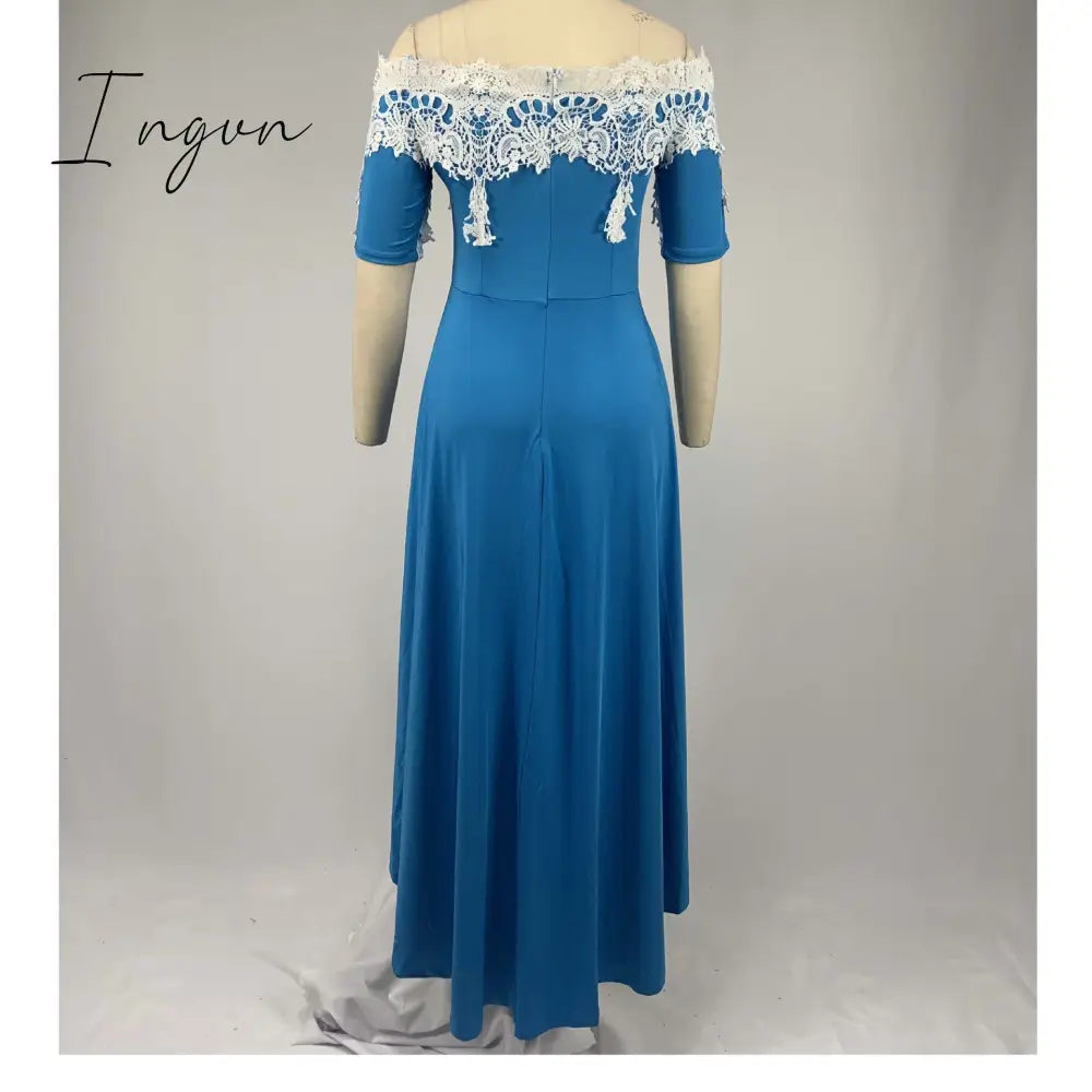 Ingvn - Plus size 5xl one-shoulder lace lace irregular dress female slim backless dress sexy elegant Ol party dress casual summer dress