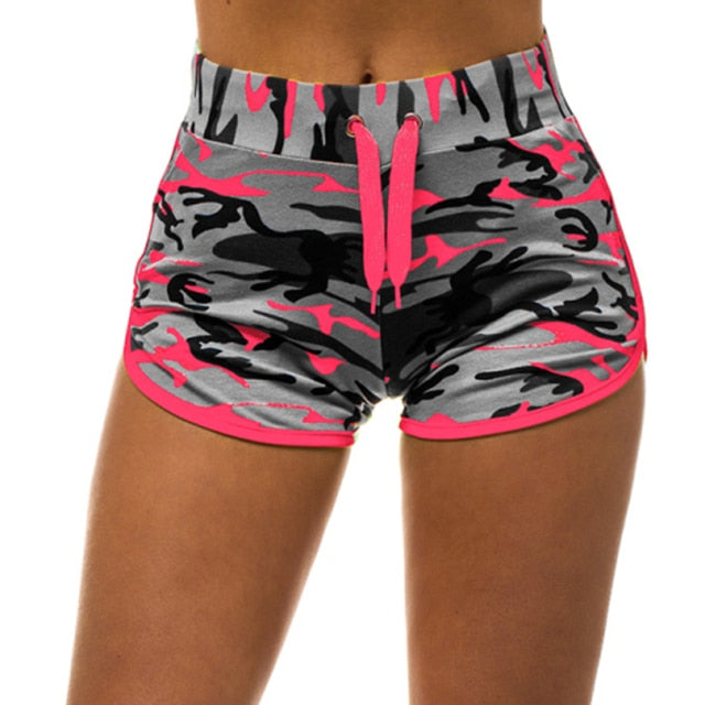 Women Sport Yoga Shorts Women Ladies Cool Shorts Short Fitness Camouflage Elastic Running Outdoor Broadcloth Print Polyester