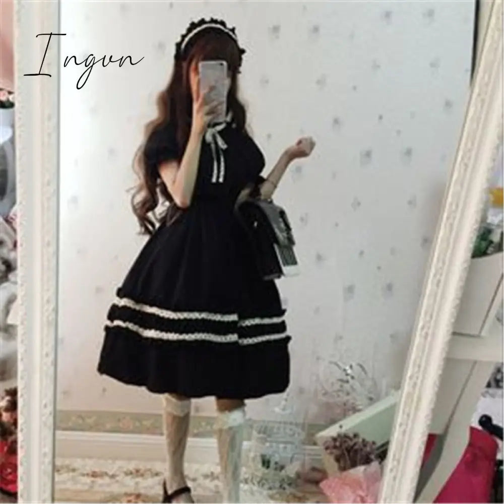 Ingvn - Quality Kawaii Lolita Style Dress Women Lace Maid Costume Dress Costume Sweet Gothic Party Robe Renaissance sSpring