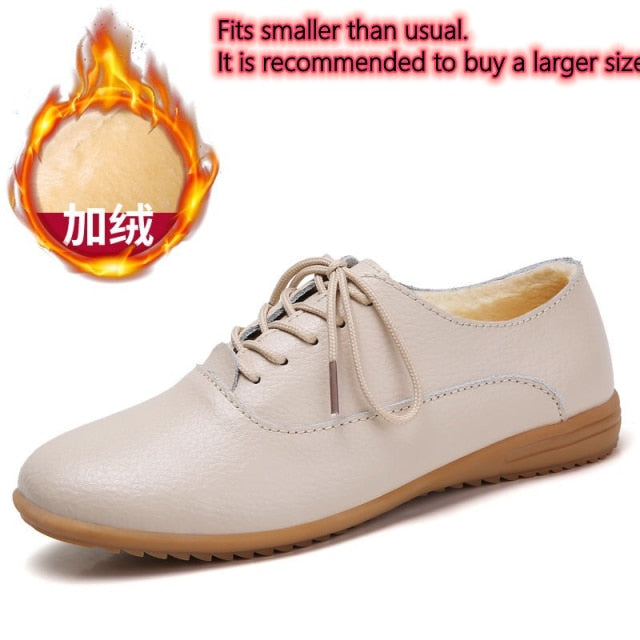 GHJIOL 2026 Spring Women Oxford Shoes Ballerina Flats Shoes Women Genuine Leather Shoes Moccasins Lace Up Loafers Zapatos Mujer