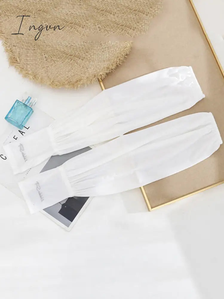 Ingvn - Solid Color Ice Silk Loose Sun Protection Sleevelet
