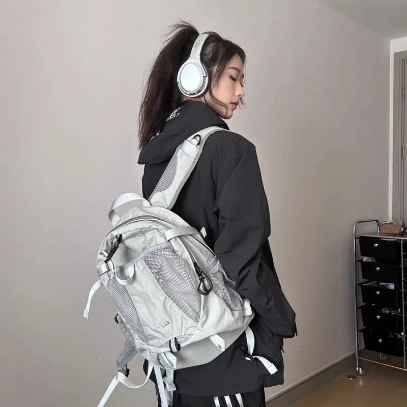 INGVN  Streetwear Vintage Fashion Backpacks Casual Trendy Y2k Aesthetic Students Schoolbags Japanese Women Grunge All Match Rucksacks